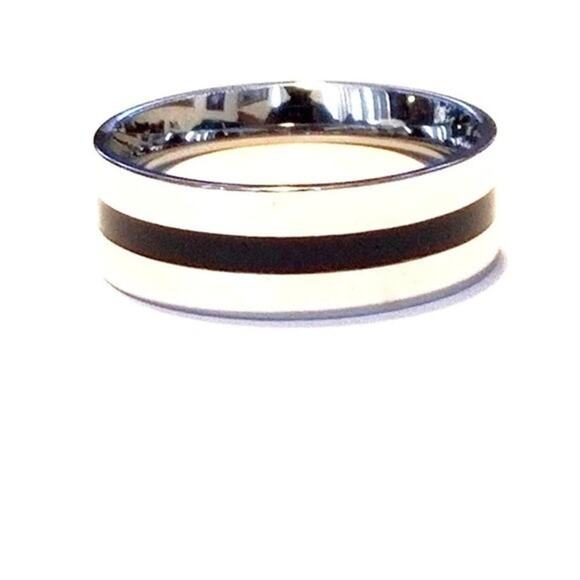 New‎ stainless steel black stripe ring 9 - Picture 3 of 4